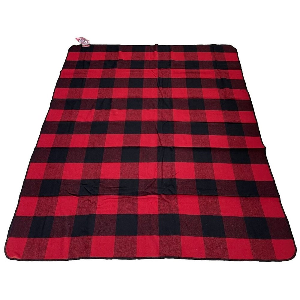 Vintage 1994 Marlboro Country Store Red & Black Buffalo Plaid Blanket Wool Blend